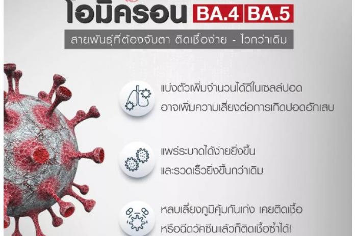 โอมิครอน BA.4 / BA.5 สายพันธุ์ที่ต้องจับตา ติดเชื้อง่าย ไวกว่าเดิม